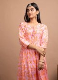 Pink Cotton  Printed Gown for Ceremonial - 1