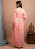 Pink Cotton  Printed Gown for Ceremonial - 2