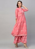 Pink Cotton  Printed Party Wear Kurti for Casual - 2
