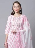 Pink Cotton  Printed Straight Salwar Kameez for Ceremonial - 1