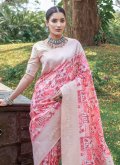 Pink Cotton  Printed Trendy Saree - 1