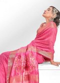 Pink Cotton  Sequins Work Classic Designer Saree - 2