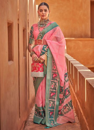 Pink Cotton Silk Border Classic Designer Saree for