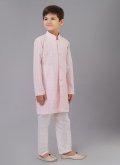 Pink Cotton Silk Embroidered Kurta Pyjama for Engagement - 2
