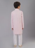 Pink Cotton Silk Embroidered Kurta Pyjama for Engagement - 3