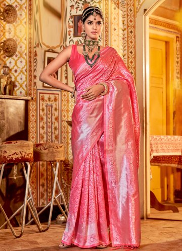 Pink Cotton  Woven Trendy Saree for Ceremonial