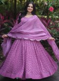 Pink Designer Gown in Faux Georgette with Embroidered - 1