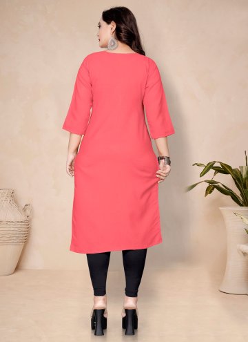 Pink Designer Kurti in Cotton  with Plain Work