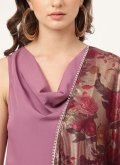 Pink Designer Kurti in Faux Crepe with Plain Work - 1