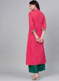 Pink Designer Kurti in Rayon with Embroidered - 1