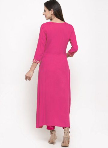 Pink Designer Kurti in Rayon with Embroidered