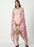 Pink Designer Patiala Salwar Kameez in Faux Georgette with Embroidered - 1