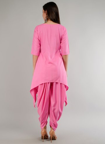 Pink Designer Salwar Kameez in Rayon with Lace
