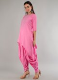 Pink Designer Salwar Kameez in Rayon with Lace - 2