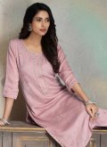 Pink Designer Salwar Kameez in Silk with Embroidered - 1