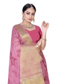 Pink Designer Saree in Cotton  with Border - 2