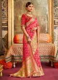 Pink Designer Saree in Silk with Embroidered - 1
