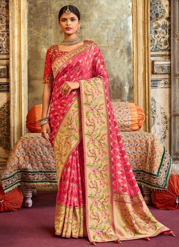 Pink Designer Saree in Silk with Embroidered