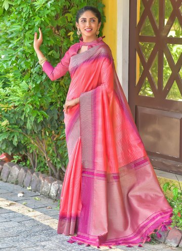 Pink Designer Saree in Silk with Woven