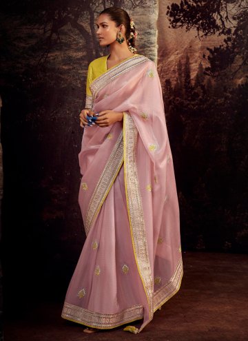 Pink Fancy Fabric Border Trendy Saree