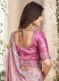 Pink Fancy Fabric Diamond Work Contemporary Saree for Engagement - 2