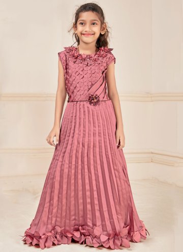 Pink Fancy Fabric Hand Work Readymade Designer Gown
