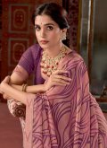 Pink Fancy Fabric Print Contemporary Saree for Ceremonial - 1