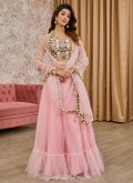 Pink Faux Crepe Embroidered Readymade Lehenga Choli for Ceremonial - 2