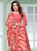 Pink Faux Georgette Border Contemporary Saree for Casual - 1