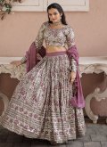 Pink Faux Georgette Embroidered Lehenga Choli for Ceremonial - 1