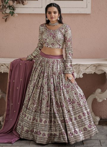 Pink Faux Georgette Embroidered Lehenga Choli for 