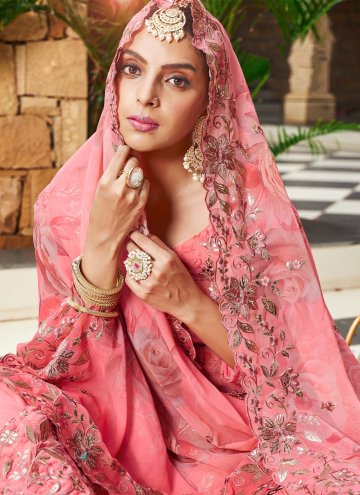 Pink Georgette Buttons Palazzo Suit for Engagement