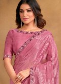 Pink Georgette Cord Contemporary Saree for Ceremonial - 2