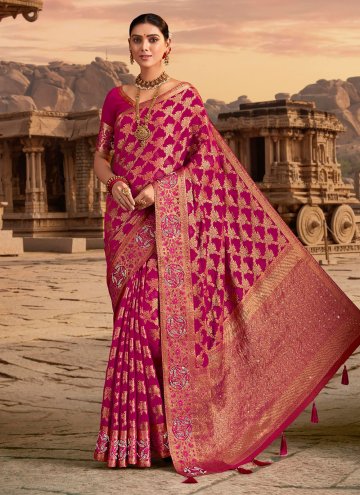 Pink Georgette Embroidered Classic Designer Saree for Ceremonial
