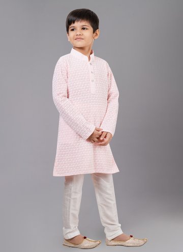 Pink Georgette Embroidered Kurta Pyjama