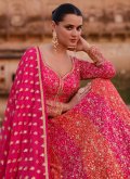 Pink Georgette Embroidered Readymade Designer Gown for Party - 1
