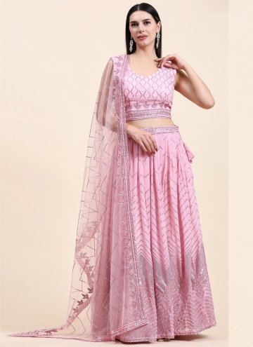 Pink Georgette Embroidered Readymade Lehenga Choli for Sangeet