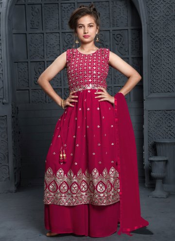 Pink Georgette Embroidered Salwar Suit
