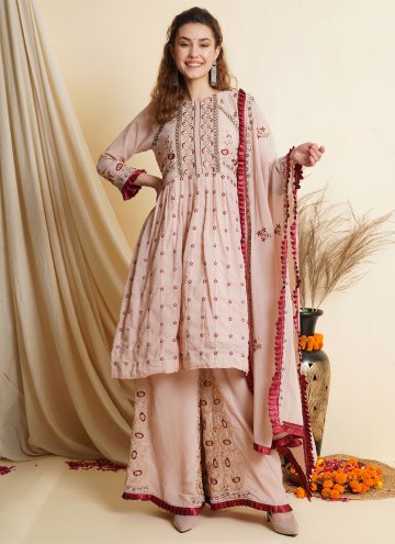 Pink Georgette Embroidered Trendy Salwar Kameez fo