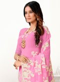 Pink Georgette Embroidered Trendy Saree for Festival - 1