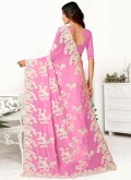 Pink Georgette Embroidered Trendy Saree for Festival - 2