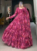 Pink Georgette Floral Print Designer Gown for Ceremonial - 2