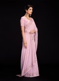 Pink Georgette Lucknowi Work Trendy Saree for Ceremonial - 3