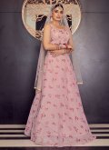 Pink Georgette Print Lehenga Choli for Engagement - 1