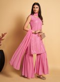 Pink Georgette Sequins Work Designer Salwar Kameez for Casual - 3