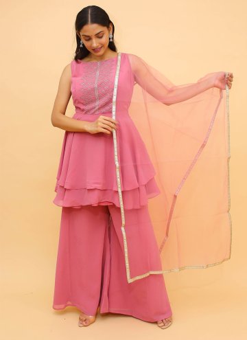Pink Georgette Swarovski Designer Salwar Kameez