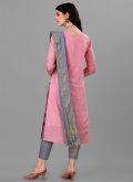 Pink Handloom Cotton Embroidered Salwar Suit for Festival - 1