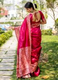 Pink Handloom Silk Border Trendy Saree - 2