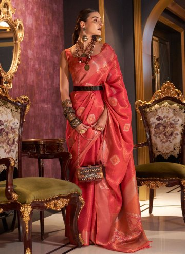 Pink Handloom Silk Woven Classic Designer Saree