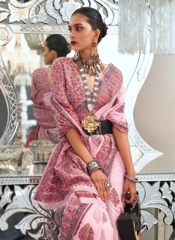 Pink Handloom Silk Woven Classic Designer Saree for Ceremonial